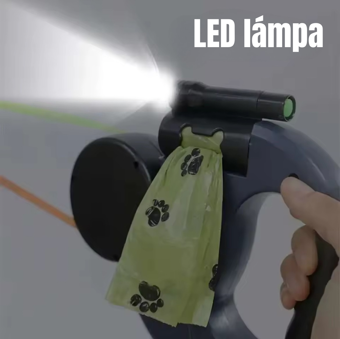 2 az 1-ben automata kutyapóráz, fényvisszaverős.